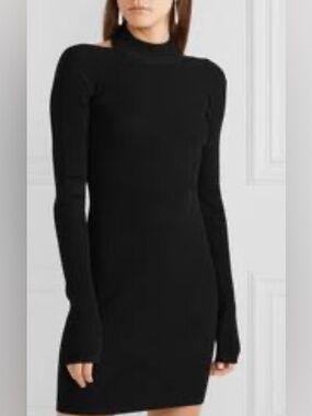 RARE FIND……Helmut Lang Black Long-Sleeve Mock Neck Bodycon Dress Sz XS